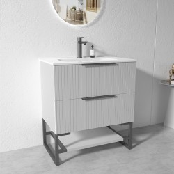 3D-2H 750x450x850mm Grey Floor Standing Plywood Vanity with Stainless Black Frame Leg And Shelf 3D-2H 750x450x850mm Grey Floor Standing Plywood Vanity with Stainless Black Frame Leg And Shelf